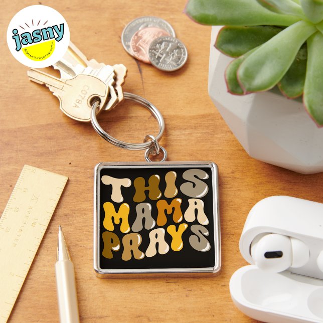 Unique This Mama Prays Quote Square Keychain (Creator Uploaded)