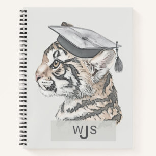 Unique Tiger Grad Theme Monogram Spiral Notebook