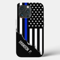 Unique Torn Out Look | Thin Blue Line Police Flag
