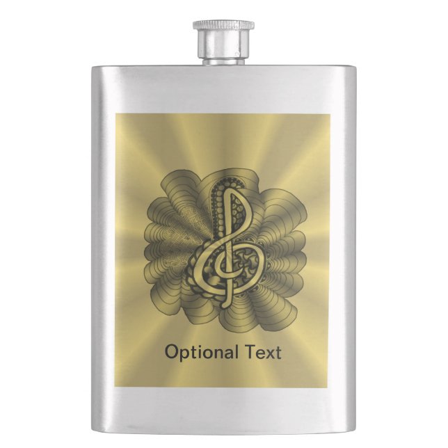 Unique Treble Clef Music Art Hip Flask (Front)
