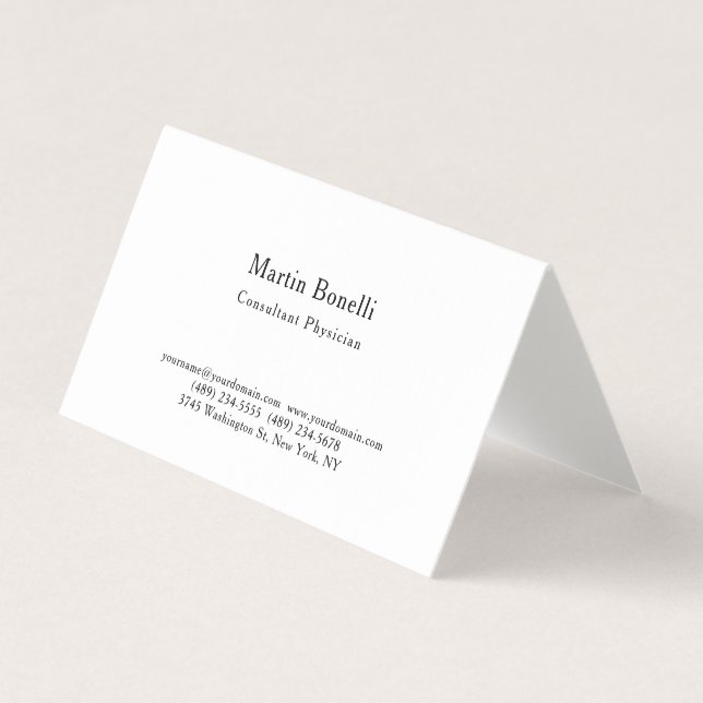 Unique Trend Minimalist Consultant Physician Linen Business Card (Front)
