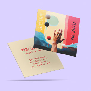 Unique Trendy Colourful Abstract Artistic Bold Square Business Card