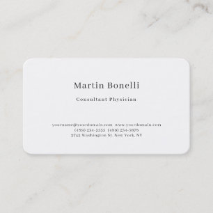 Unique Trendy Minimalist Consultant Physician Business Card