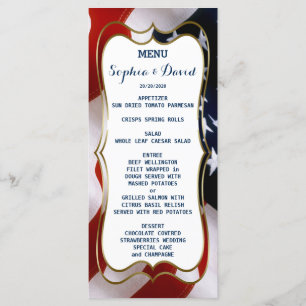 Unique, trendy USA flag Wedding Menu Custom
