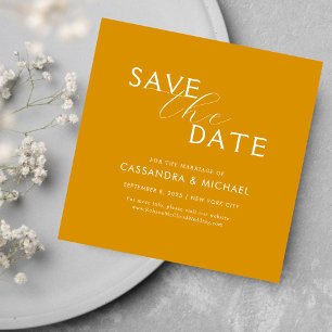Unique Trendy Yellow Mustard Typography Wedding Save The Date