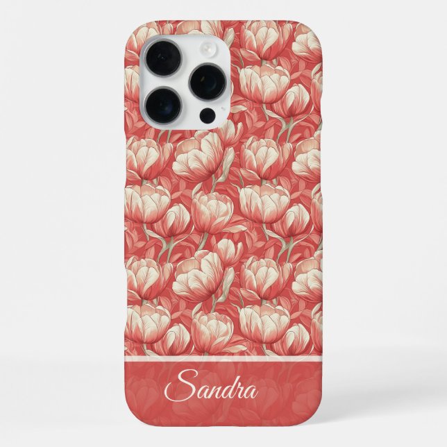 Unique Tulip Customizable Name Iphone Case For Her (Back)
