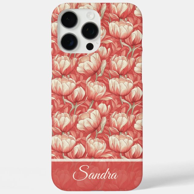 Unique Tulip Customizable Name Iphone Case For Her (Back)