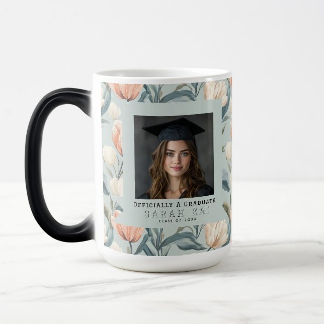 Unique Tulip Flower Phd Grad Magic Mug (Left)