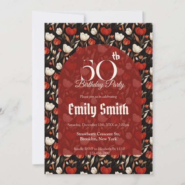 Unique Tulip Luxury First Birthday Gift Invitation (Front)