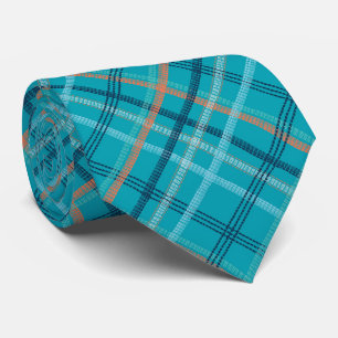 Unique Turquoise Blue Plaid Tie