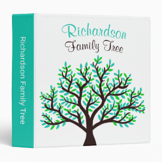 Unique Turquoise Spring Green Leafy Family Tree Binder