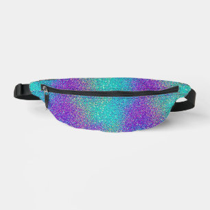 Unique Turquoise To Purple Gradient Glitter Fanny Pack