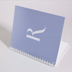 Unique Typography Monogram Initial Clean Blue  Notebook