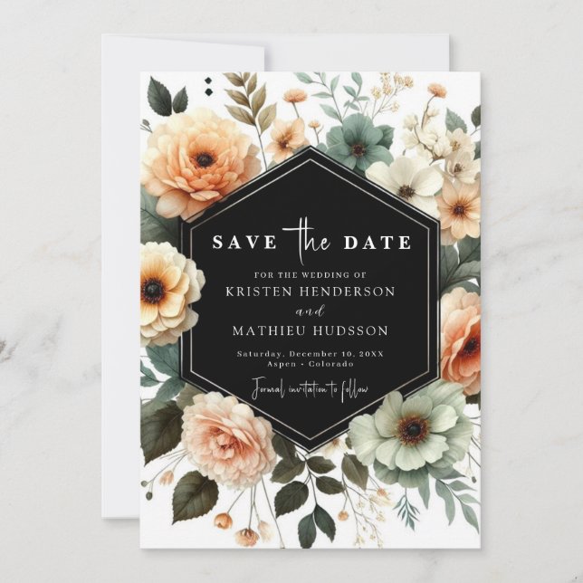 Unique Typography Peach Wedding Save The Date (Front)
