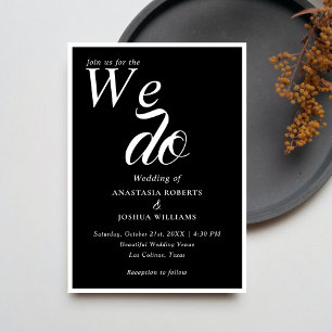 Unique Typography We Do Black & Gold Wedding Invitation