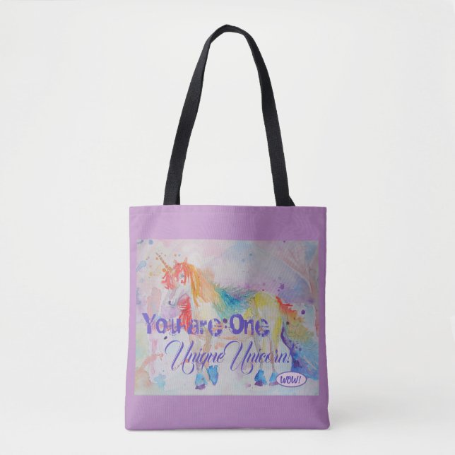 Unique Unicorn Aquarelle Rainbow Girls Sac fourre- (Devant)