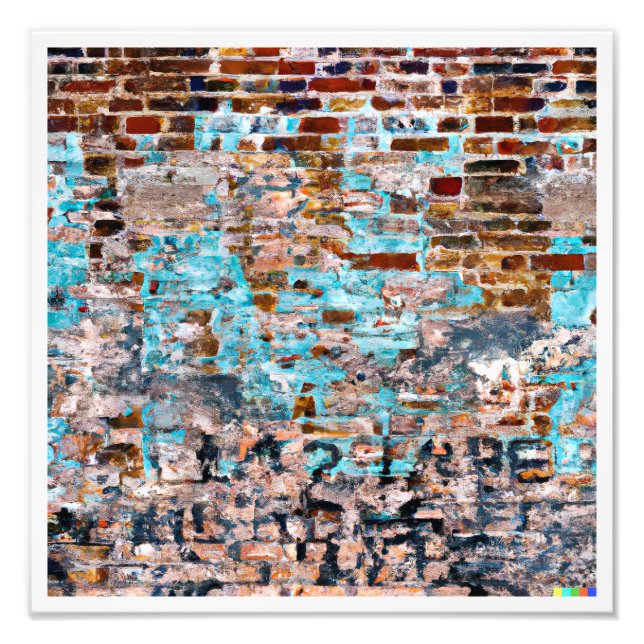 Unique Urban Esthetic - Tagged Brick Wall Photo Print (Front)