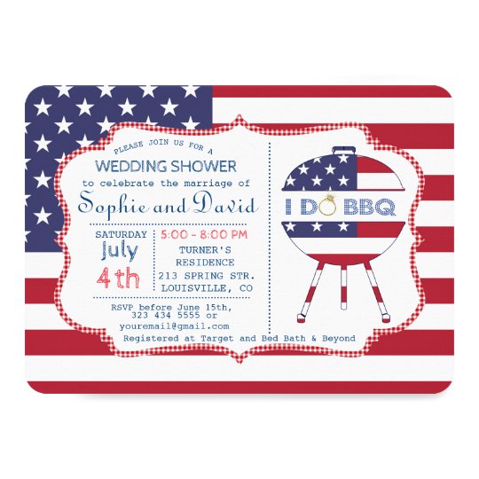 Unique USA flag 4th of July Party I DO BBQ Invite