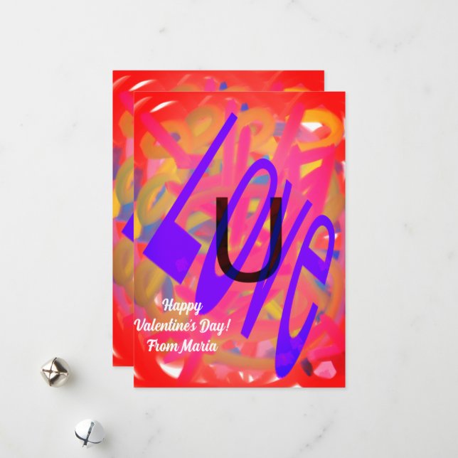 Unique Valentine Abstract Colourful And Vivid Card (Front/Back In Situ)