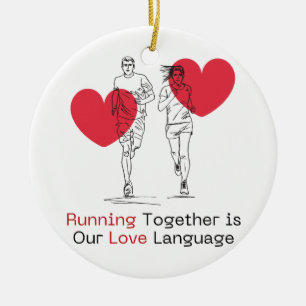 Unique Valentine’s Day Keepsake couple runner gift Ceramic Ornament