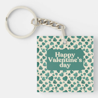 Unique Valentine's Day Card  Hand-Painted Green  Keychain