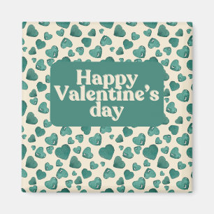 Unique Valentine's Day Card Hand-Painted Green Magnet