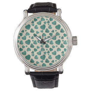 Unique Valentine's Day Card  Hand-Painted Green  Watch