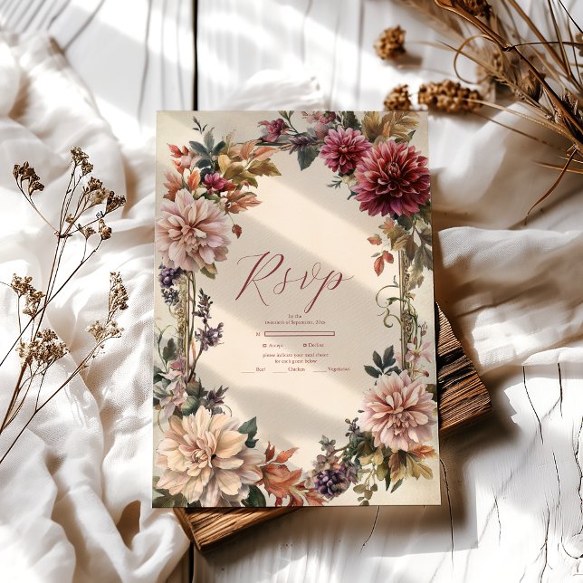 Unique Victorian Royal Floral Wedding  RSVP Card (Creator Uploaded)