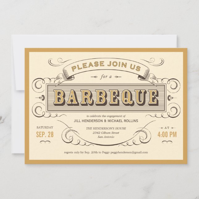 Unique Vintage BBQ Invitations (Front)