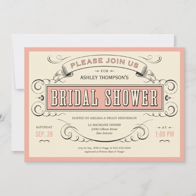 Unique Vintage Bridal Shower Invitations (Front)