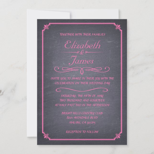 Unique Vintage Chalkboard Wedding Invitations (Front)