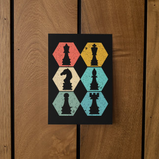 Unique Vintage Chess Pieces Sunset Postcard