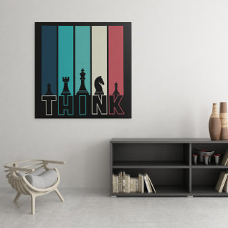 Unique Vintage Chess Pieces Think Colourful Poster