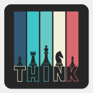 Unique Vintage Chess Pieces Think Colourful  Square Sticker