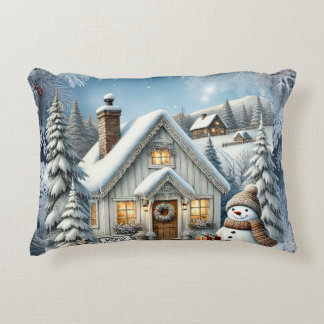 Unique vintage Christmas Scenery Paper Plates Accent Pillow