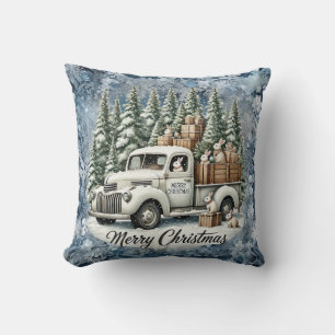 Unique vintage Christmas Scenery Paper Plates Throw Pillow