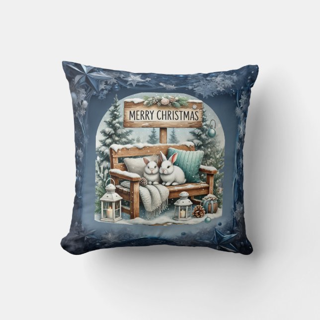 Unique vintage Christmas Scenery Paper Plates Throw Pillow (Front)