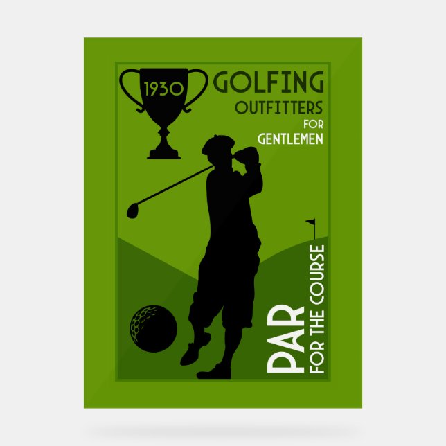 Unique Vintage Golf Gift Acrylic Sign (Front)