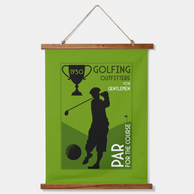 Unique Vintage Golf Gift Hanging Tapestry (Front)