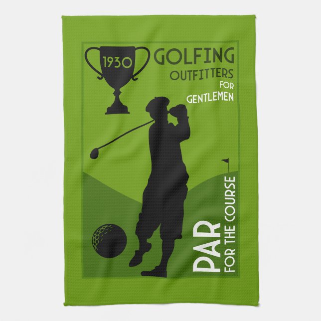 Unique Vintage Golf Gift Kitchen Towel (Vertical)