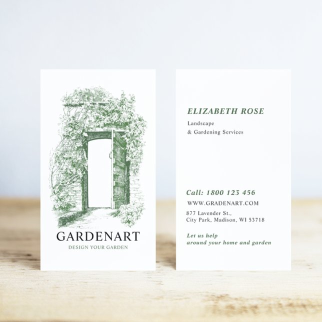 Unique Vintage Greenery Garden Gate  Business Card (Creator Uploaded)