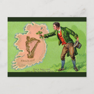 Unique vintage illustration - Erin's Isle Postcard
