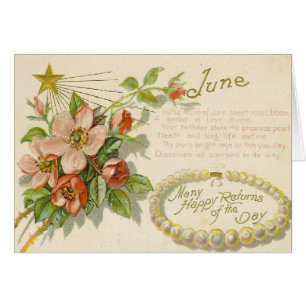 Unique Vintage June Birthday Greeting Card