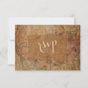 Unique Vintage Map Destination Wedding RSVP