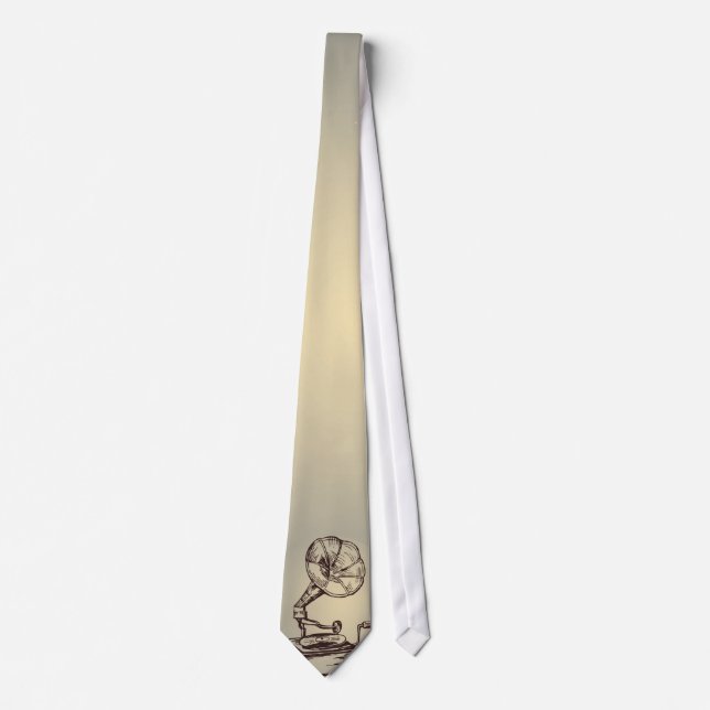 Unique Vintage Phonograph. Retro Style Gramophone Tie (Front)
