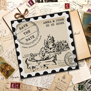 Unique Vintage Postage Stamp Save the Date Invitation