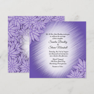 Unique Violet Hue Floral Accent Wedding Invitation