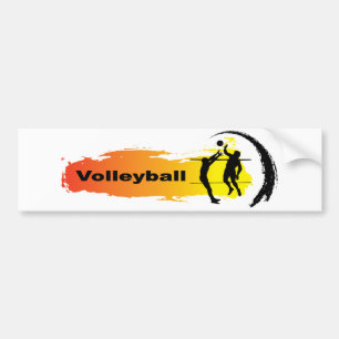 Unique Volleyball Emblem Bumper Sticker