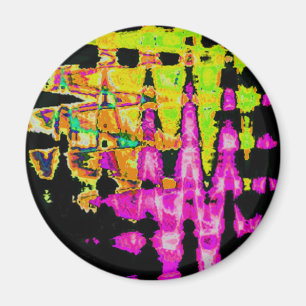 Unique Watercolor Artwork: Purple, Black, and Lime Magnet