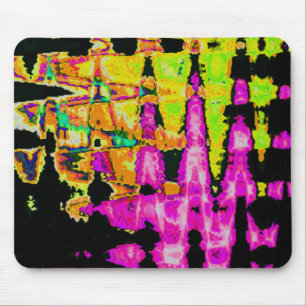 Unique Watercolor Artwork: Purple, Black, and Lime Mouse Pad